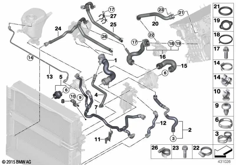 Lüftungsrohr für BMW F10, F11, F18, F01, F02 (OEM 17127578405). Original BMW