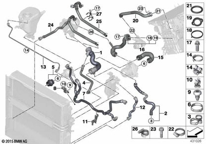 Lüftungsrohr für BMW F10, F11, F18, F01, F02 (OEM 17127578405). Original BMW