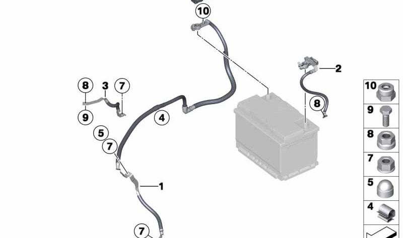 Cable positivo de batería OEM 12429808501 para MINI Countryman R60, Paceman R61. Original MINI.