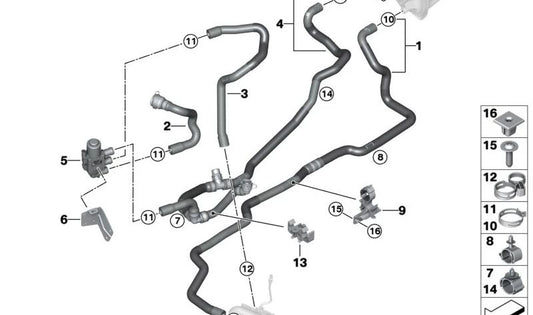Tubo del refrigerante OEM Progress 64216993458 per BMW G01, G02. BMW originale.