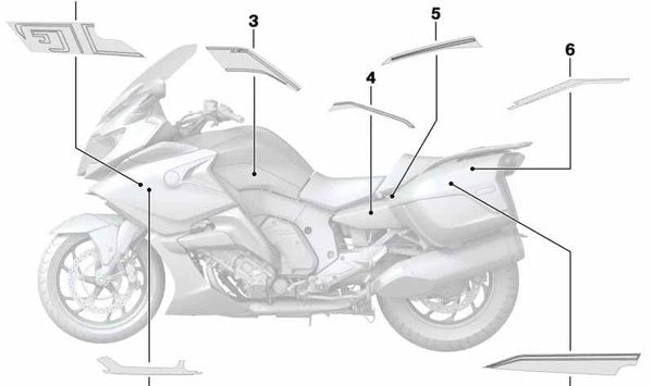 Decoración revestimiento lateral derecho OEM 51148396682 para motos BMW K 1600 GT, K 1600 GTL (K48). Original BMW Motorrad.