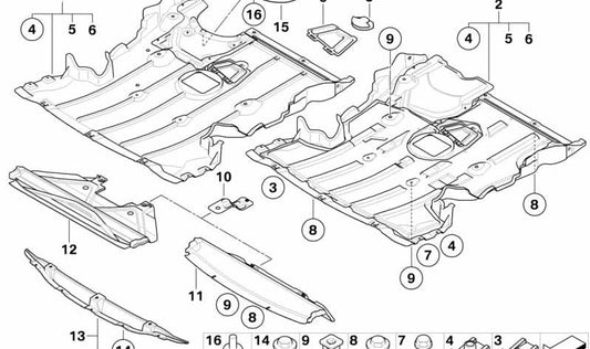 Engine Compartment Underbody Protection for BMW 1 Series E81, E87, E87N (OEM 51757161568). Original BMW