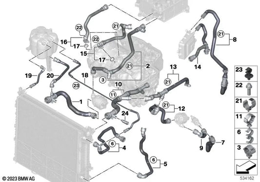 Tubo per unità di trasmissione elettrica per BMW G60, G70 (OEM 17128490271). BMW originale