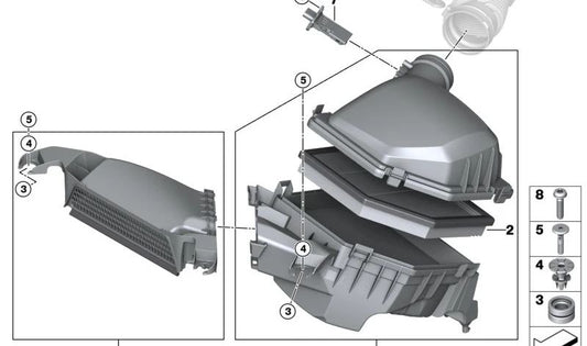 Conducto de aire de admisión OEM 13718472018 para BMW F70, U06, F74, U11, U12, U10, U25. Original BMW.