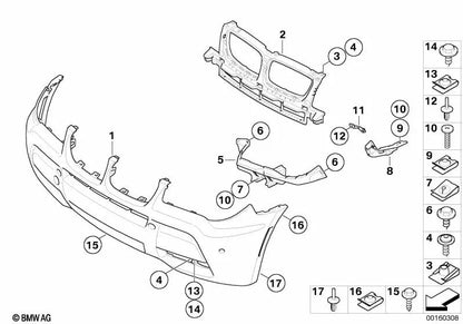 Revestimiento Parachoques imprimado delantero para BMW E83N (OEM 51113436454). Original BMW.