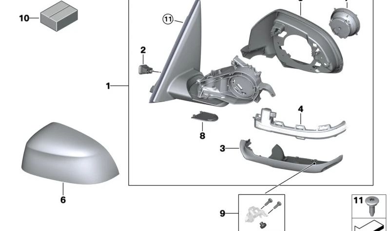 Conector carcasa retrovisor exterior OEM 61135A13109 para BMW X5 G18. Pieza original BMW.