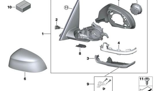 Conector carcasa retrovisor exterior OEM 61135A13109 para BMW X5 G18. Pieza original BMW.