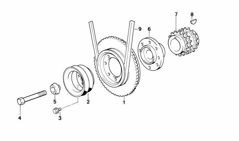 Tornillo hexagonal OEM 11231312980 para BMW E30, E34. Original BMW.