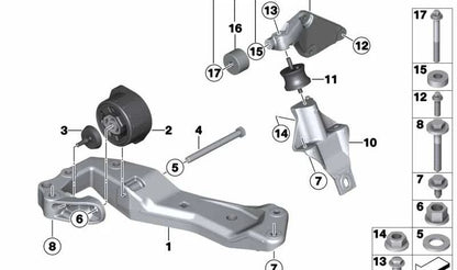 Soporte de transmisión OEM 22326777615 para BMW F07, F10, F11, F06, F12, F13, F01, F02. Compatible con versiones N de estos modelos. Recambio original BMW.