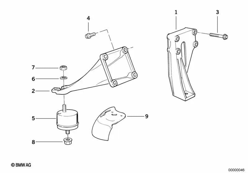 Soporte derecho para BMW Serie 5 E34 (OEM 11811135948). Original BMW