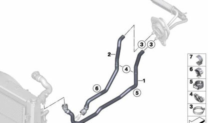 OEM 64219243891 tubo del refrigerante motore per BMW F20, F21, F22, F23, F30, F31, F34, F32, F33, F36. BMW originale.