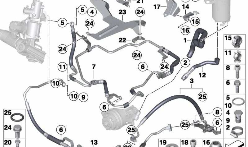 Tubo de retorno para BMW E70N, E71 (OEM 32416793791). BMW original