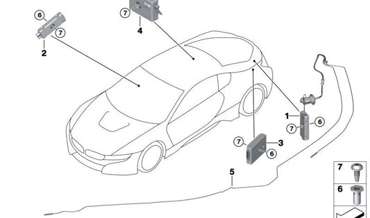 Amplificador de antena (Diversity) OEM 65209272871 para BMW i12 y i15 (modelos I12, I15, I82Z21, I82Z22, I82Z41, I82Z42, I82Z61, I82Z62). Original BMW.