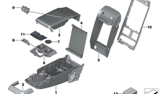 Center Armrest Bottom for BMW 7 Series G70 (OEM 52205A6AED4). Original BMW