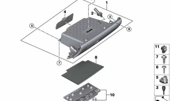 Cubierta inferior guantera OEM 51459348065 para MINI F54 {Cooper, Cooper D} Todos los modelos compatibles. Original MINI.