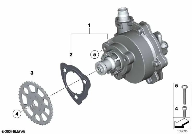 Bomba de vácuo para BMW Série 1 E87, Série 3 E90, E91, Série 5 E60, E61, Série 6 E63, E64, Série 7 E65, E66, Z4 E85, E86 (OEM 11667519457). BMW originais.