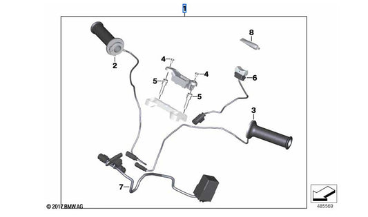 Conjunto de punhos aquecidos OEM 77538568742 para motocicletas BMW G 310 GS, G 310 R. Originais BMW Motorrad.