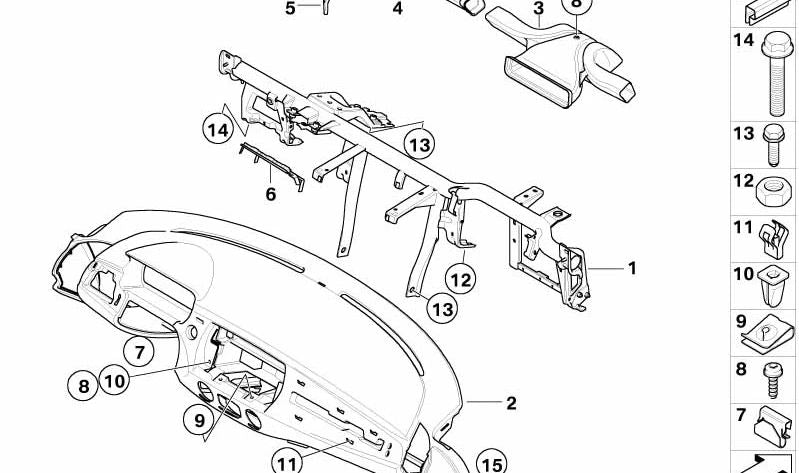 Instrument Panel Trim for BMW Z4 E85, E86 (OEM 51457055789). Original BMW.