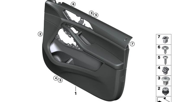 Panel interior de puerta delantera derecha OEM 51419473888 para BMW G05 (X5). Original BMW.