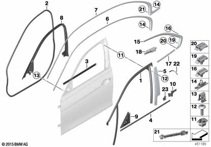 Moulage du cadre latéral droit pour la série BMW 3 F31, F31N (OEM 51357263236). BMW d'origine