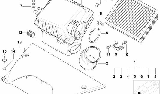 Silenziatore di ammissione OEM 13711437112 per BMW X5 E53 4.4i (anni 2000-2003). Ridurre il rumore del motore e migliorare l'esperienza di guida. BMW originale.