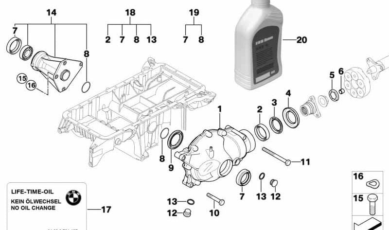 Soporte de diferencial trasero OEM 31537503119 para BMW X5 E53. Original BMW.
