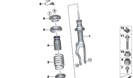 Shock absorber for BMW I12 (OEM 37106884586). Genuine BMW
