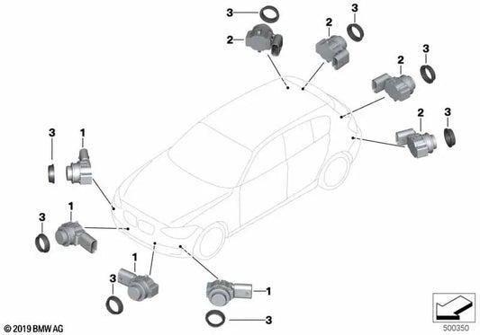 Ultrasonic sensor Estorilblau 2 for BMW F20, F21, F22, F23, F87 (OEM 66209261599). Original BMW