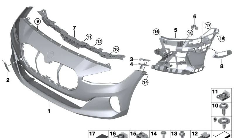 Tapa gancho remolque imprimada OEM 51115A09D69 para BMW U06. Pieza original BMW.