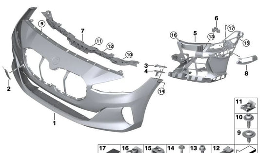 Tapa gancho remolque imprimada OEM 51115A09D69 para BMW U06. Pieza original BMW.