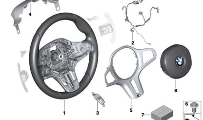 Cubierta superior del volante OEM 32307856293 para BMW F90, F91, F92, F93, F97, F98. Original BMW.