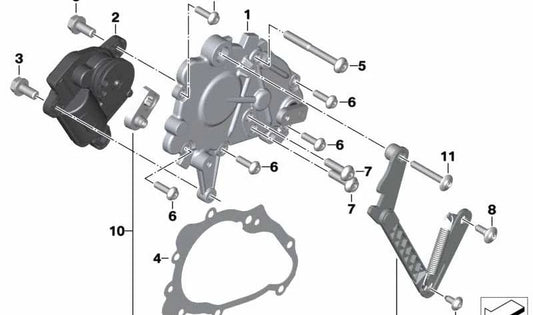 Junta tapa cambio marcha atrás auxiliar OEM 23008567271 para motos BMW K1600 GT, GTL, Bagger (K48, K61). Original BMW Motorrad.