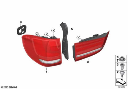 Rear tailgate light deflector right for BMW X5 F15, F85 (OEM 63217342234). Original BMW