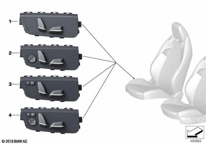 Interruptor regulador de asiento acompañante OEM 61319276625 para BMW F20, F30, F80, X1, X3... y más. Original BMW.