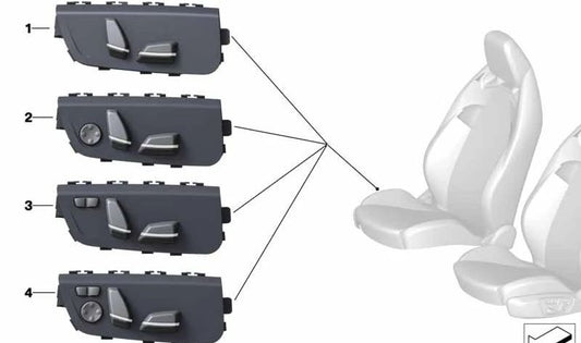 Regolazione elettrica Sede del passeggero OEM 61319276624 per BMW F20, F40, F44, F45, F46, F30, F31, F34, F36, F48, F39, F25, F26. BMW originale.