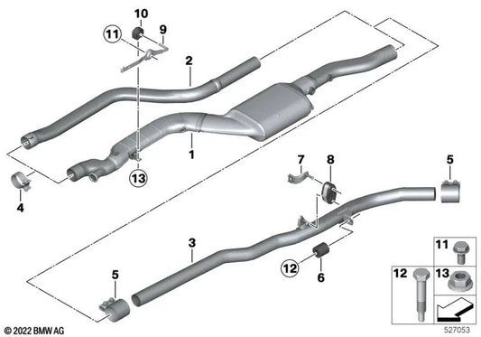 Front exhaust pipe for BMW 5 Series F07, F10, F11, F01N, F02N (OEM 18308509996). Original BMW
