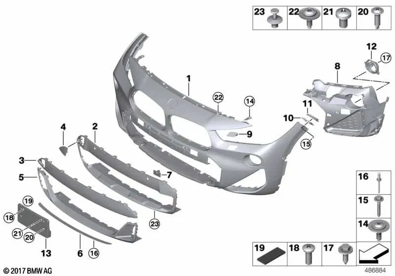 Front spoiler for BMW F39 (OEM 51118072905). Original BMW