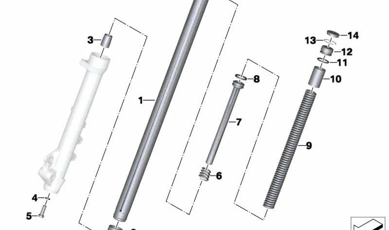 Tubo amortecedor dianteiro OEM 31428521285 para motocicletas BMW F 700 GS, G 650 GS. Originais BMW Motorrad.