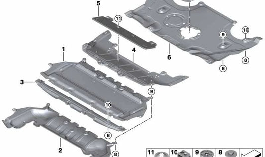 Adattatore per l'isolamento del compartimento del motore OEM 51758075271 per BMW G14, G15, G16. BMW originale.
