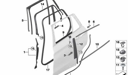 Rear right door seal for BMW F48N, F49, F48 (OEM 51357349664). Original BMW