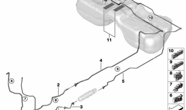 Tubería de suministro de combustible OEM 16127356576 para BMW G11, G12. Original BMW.