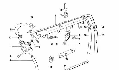 Inyector de combustible OEM 13641316511 para BMW E30 M3 (modelos M31001, M31005, M31007). Original BMW.