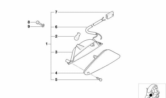 Cristal derecho OEM 63132329150 para BMW Motorrad C1 125. Original BMW Motorrad.