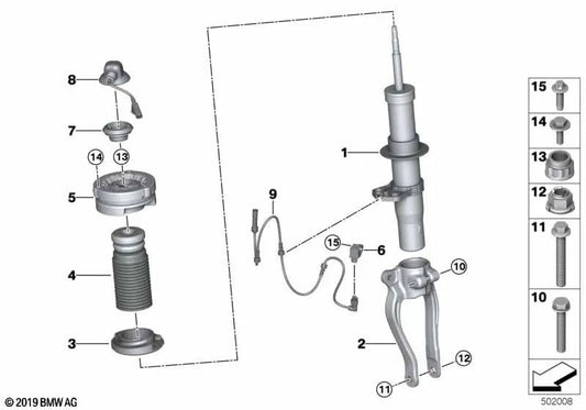 Front Left EDC Shock Absorber for BMW 5 Series F90, F90N, 8 Series F93 (OEM 31307856899). Original BMW