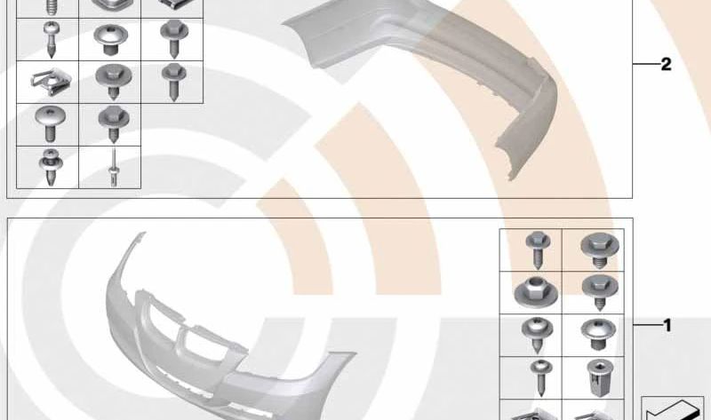 Kit fijaciones parachoques trasero OEM 51122410022 para BMW E90, E92, E93 (solo versiones M3). Original BMW.