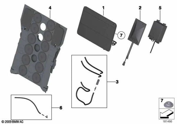 Juego de mangueras para estera de masaje trasera OEM 52209181845 para BMW Serie 7 F01, F02, F03, F04 Hybrid... y más. Original BMW.