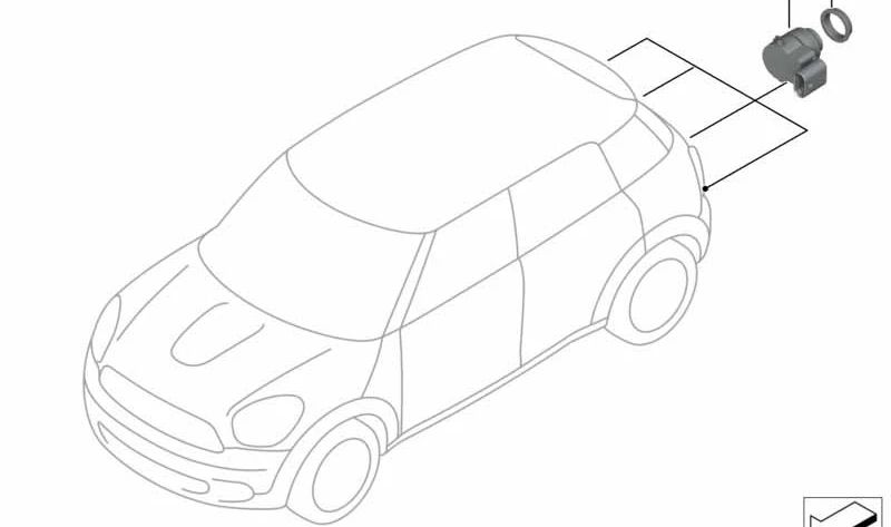 Sensor de ultrasonidos trasero Royal Grey OEM 66209805533 para MINI Countryman R60 Cooper, Cooper S, One… y más. Original MINI.