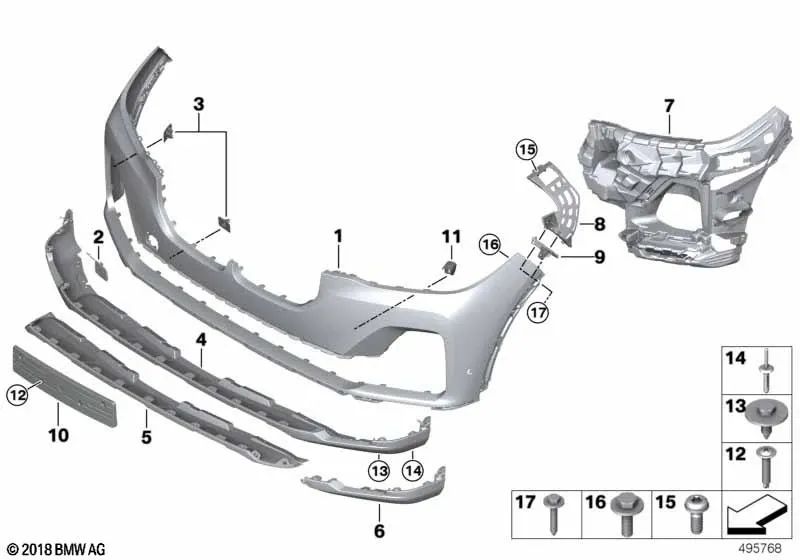 Front PDC/PMA Sensor Bracket Kit for BMW G07 (OEM 51119478445). Original BMW.
