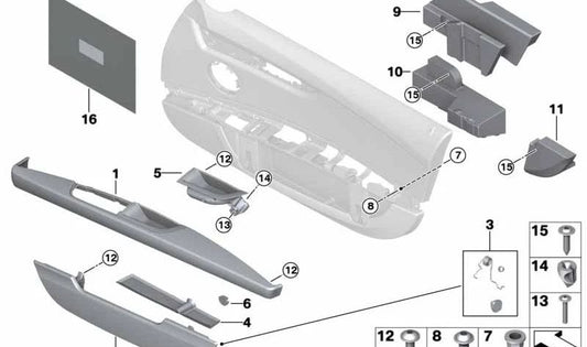 Crashpad derecho OEM 51717029636 para BMW Z4 E89. Pieza de protección lateral original BMW.