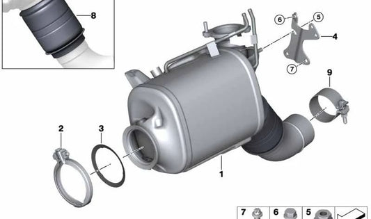 Decoupling element for BMW Series 3 G20, G21, Series 5 G30, G31, Series 6 G32, Series 7 G11, G12, Series 8 G14, G15, X3 G01, X4 G02, X5 G05, X6 G06, X7 G07 (OEM 18328581860). Genuine BMW